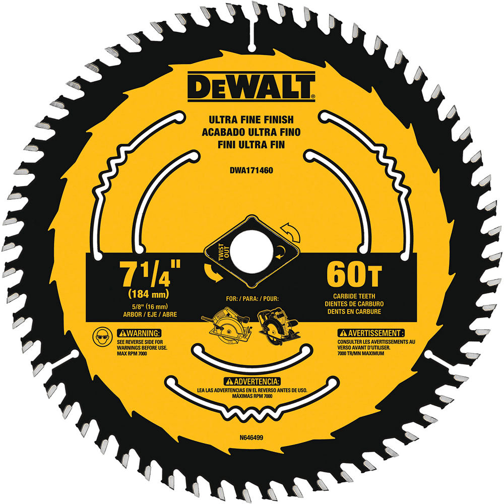 DeWalt DWA171460L 1/4" 60T Tungsten Carbide-Tipped Steel Circular Saw Blade