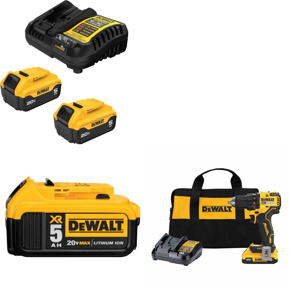 DeWalt DCB205-2C 20V Starter Kit W/ DCB205 20V Battery Pack & Drill/Driver Kit