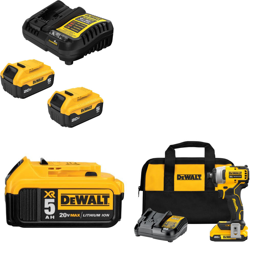 DeWalt DCB205-2C 20V Starter Kit W/ DCB205 20V Battery Pack & Impact Driver Kit