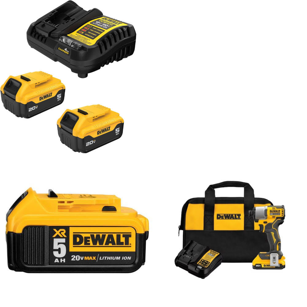 DeWalt DCB205-2C 20V Starter Kit W/ DCB205 20V Battery Pack & Impact Driver Kit