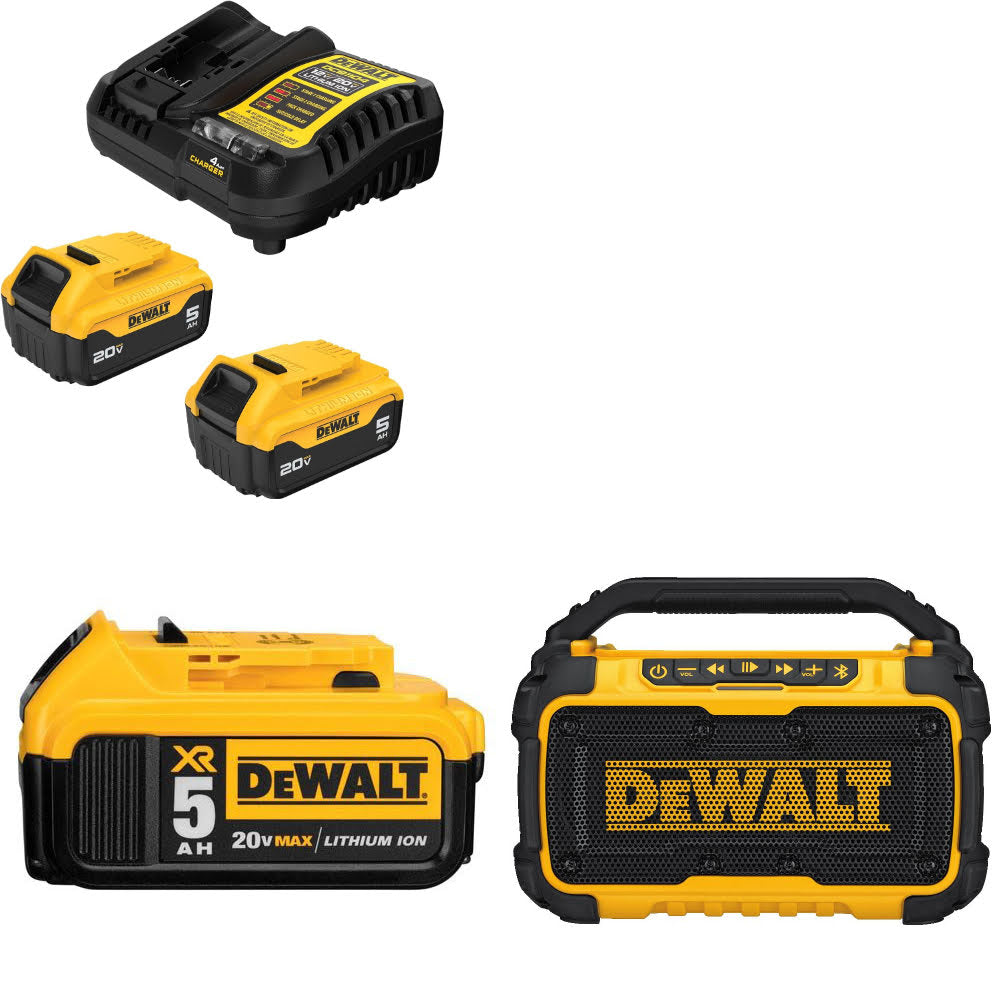 DeWalt DCB205-2C 20V Starter Kit W/ DCB205 20V Battery Pack & 12V/20V Speaker