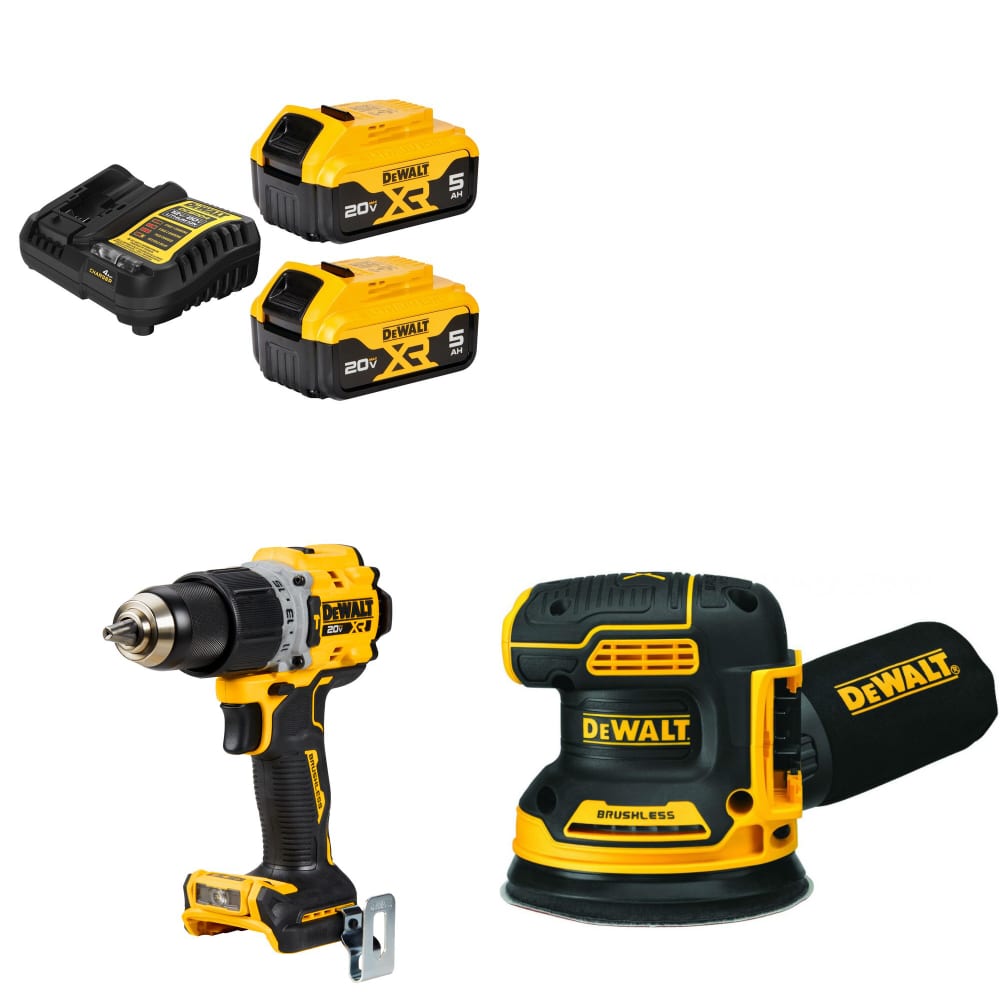 DeWalt DCB205-2C 20V MAX Starter Kit W/ FREE DCD805B 20V Drill/Driver & Sander