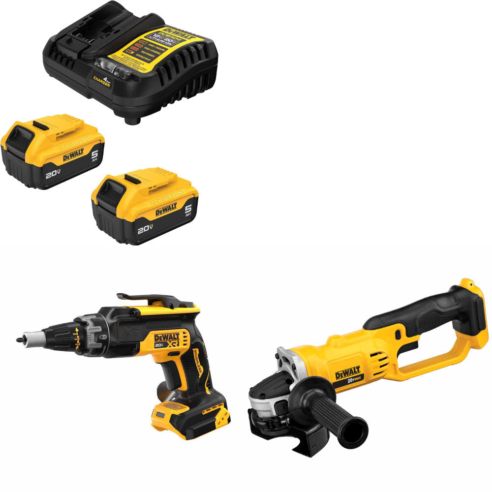 DeWalt DCB205-2C 20V Max Starter Kit W/ DCF630B 20V Screwgun & Cut-Off Tool