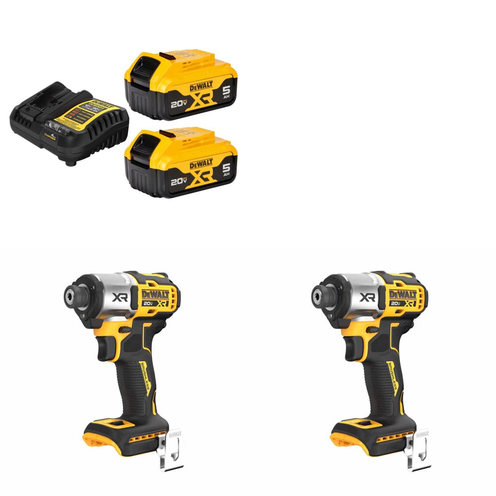 DeWalt DCB205-2C 20V MAX 5Ah Starter Kit W/ FREE DCF845B 20V Impact Driver-2Pk