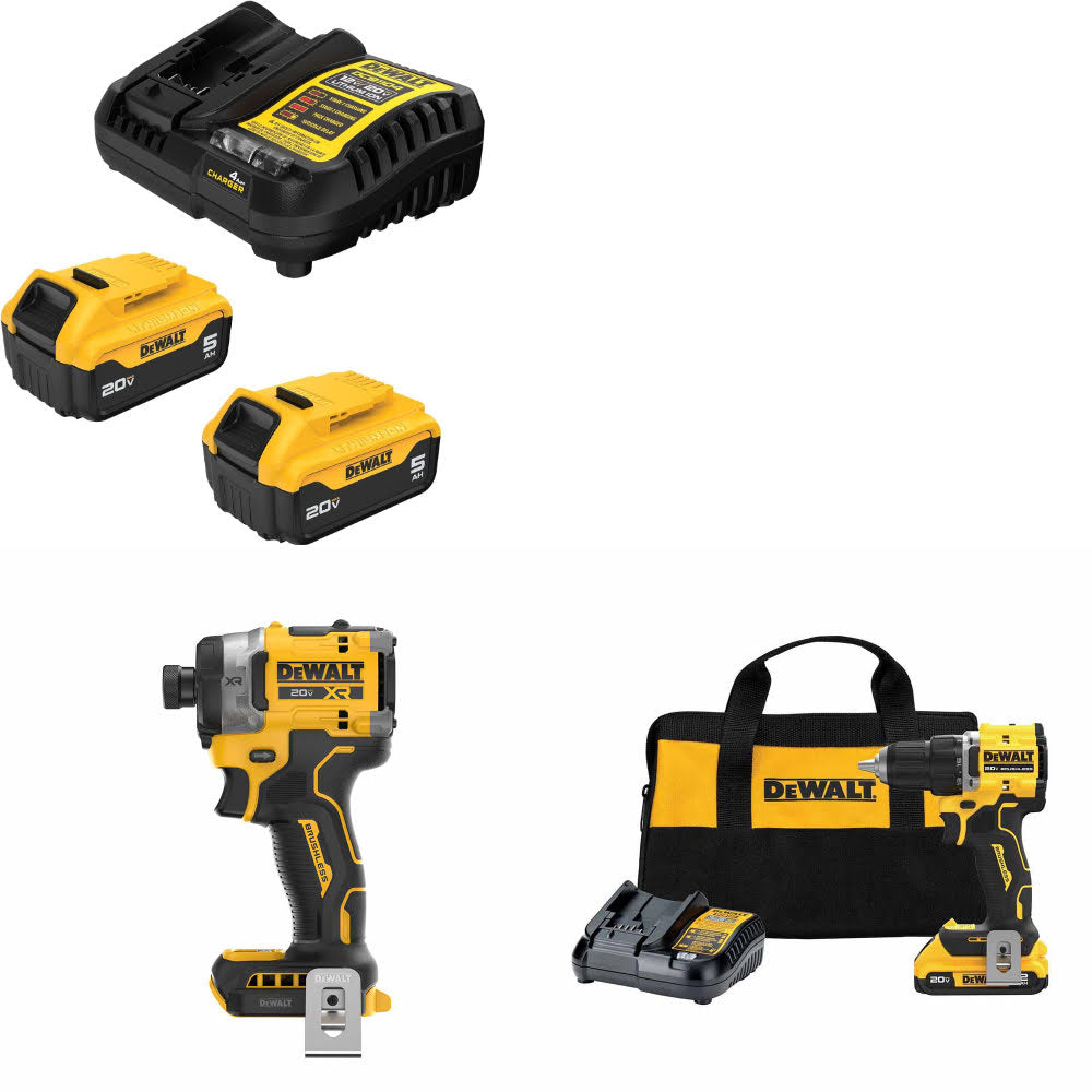 DeWalt DCB205-2C 20V MAX Starter Kit W/ DCF860B Impact Driver & Drill/Driver Kit