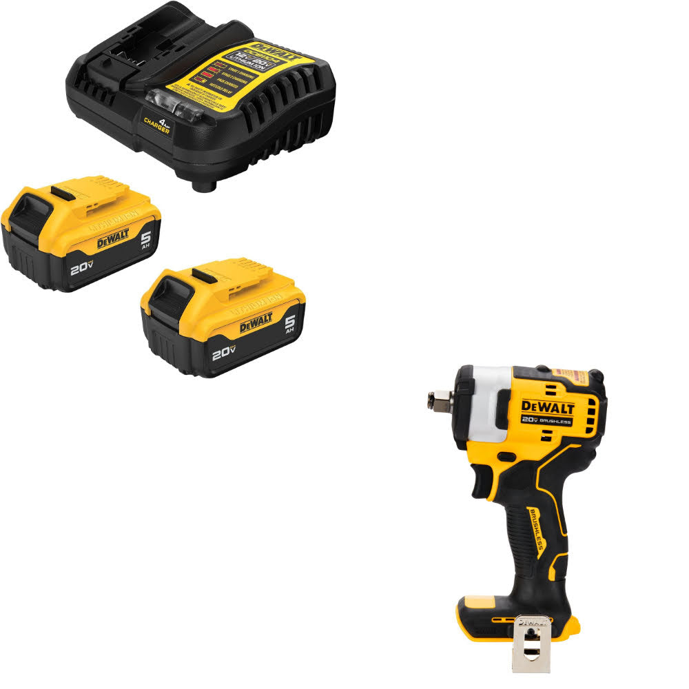 DeWalt DCB205-2C 20V MAX XR Starter Kit W/ FREE DCF911B 20V MAX Impact Wrench