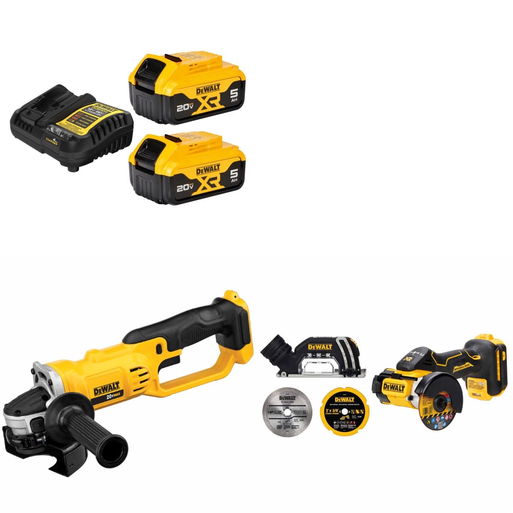 DeWalt DCB205-2C 20V Starter Kit W/ FREE 4-1/2" Cut-Off Tool & 3" Cut-Off Tool