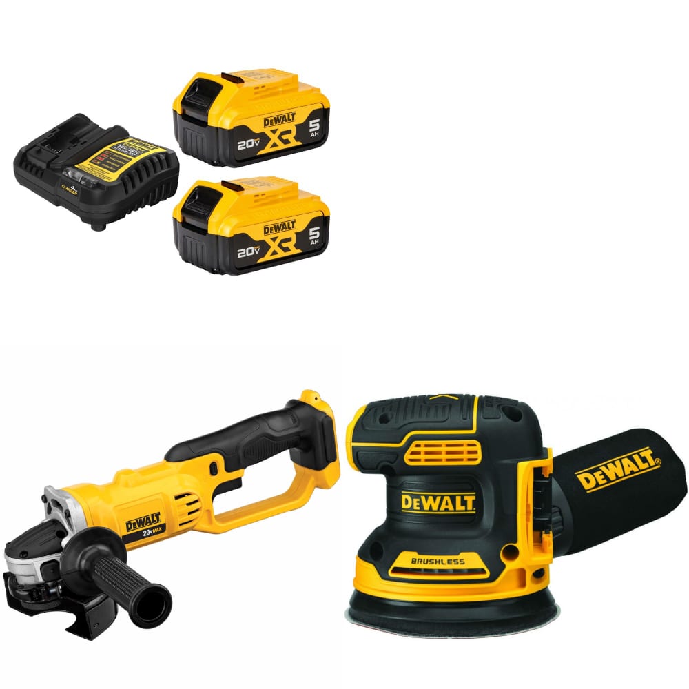 DeWalt DCB205-2C 20V Starter Kit W/ FREE DCG412B 20V Cut-Off Tool & Sander, Bare