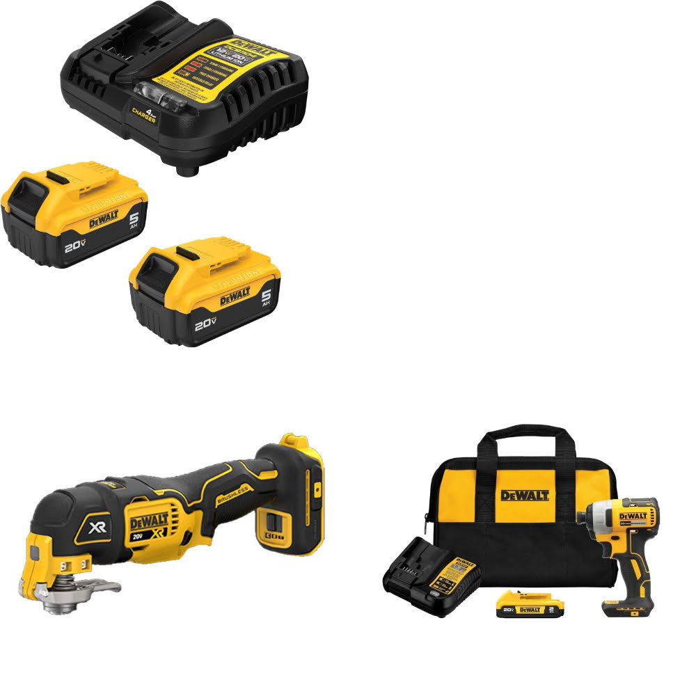 DeWalt DCB205-2C 20V Starter Kit W/ DCS356B 20V Multi-Tool & Impact Driver Kit