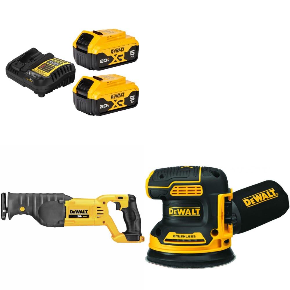 DeWalt DCB205-2C 20V 5Ah Starter Kit W/ FREE DCS380B 20V Recip Saw & Sander