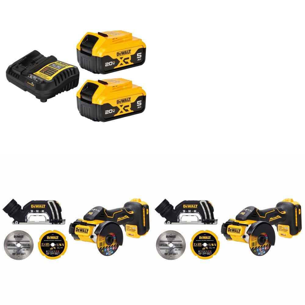 DeWalt DCB205-2C 20V MAX 5Ah Starter Kit W/ FREE DCS438B 20V Cut-Off Tool-2Pk