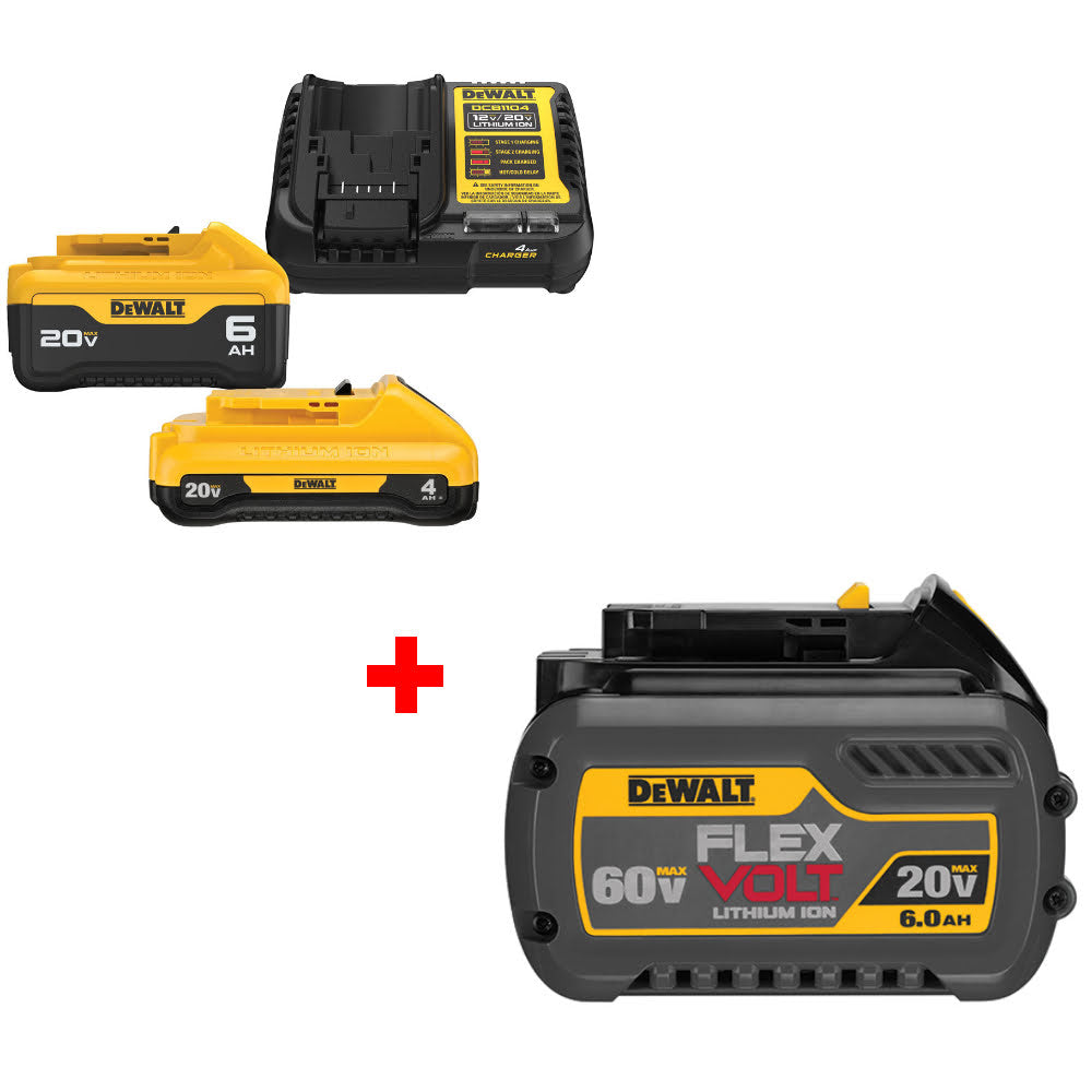 DeWalt DCB2460C 20V MAX 4Ah & 6Ah Starter Kit W/ FREE DCB606 20/60V Battery