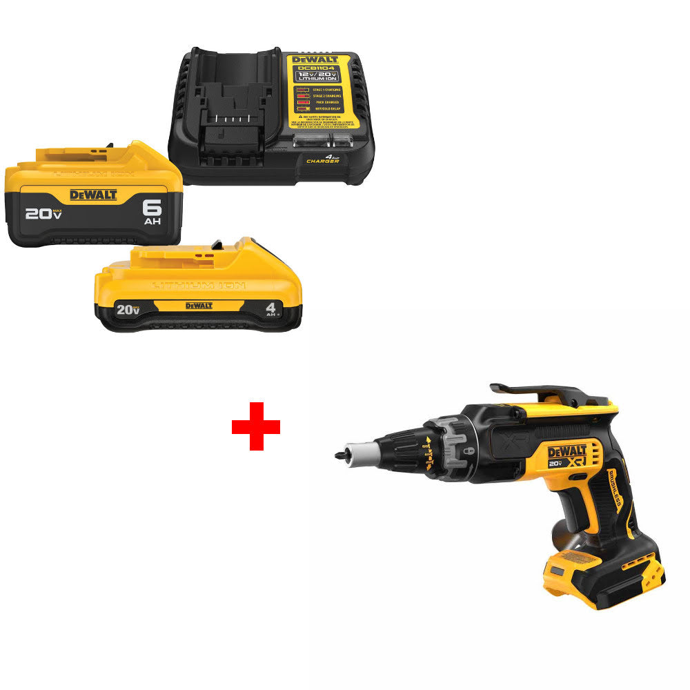 DeWalt DCB2460C 20V MAX 4Ah & 6Ah Starter Kit W/ FREE DCF630B 20V MAX Screwgun