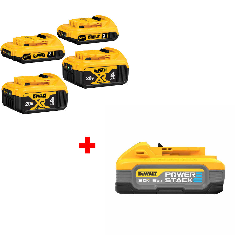 DeWalt DCB324-4 20V MAX Battery - 4Pk W/ FREE DCBP520 20V Max PowerStack Battery