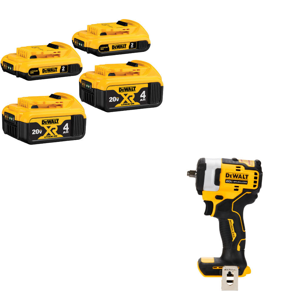 DeWalt DCB324-4 20V MAX Battery 4-Pack W/ FREE DCF913B 20V MAX Impact Wrench