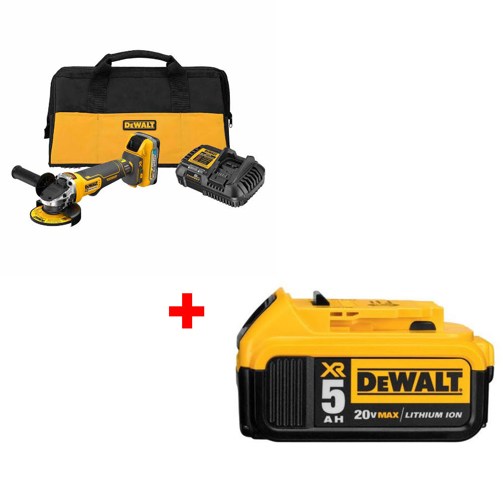 DeWalt DCG413H1 20V Max XR Angle Grinder Kit W/ FREE DCB205 20V MAX Battery Pack