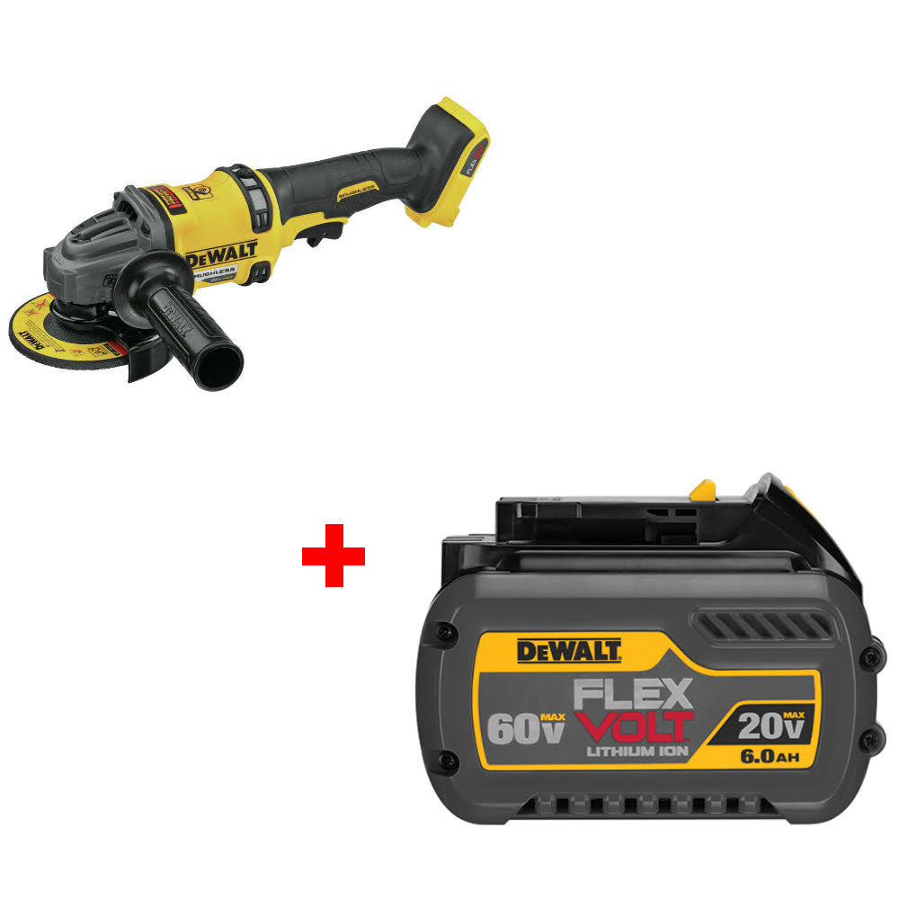 DeWalt DCG418B 60V 4.5"-6" Grinder, Bare W/ FREE DCB606 20/60V MAX 6.0Ah Battery