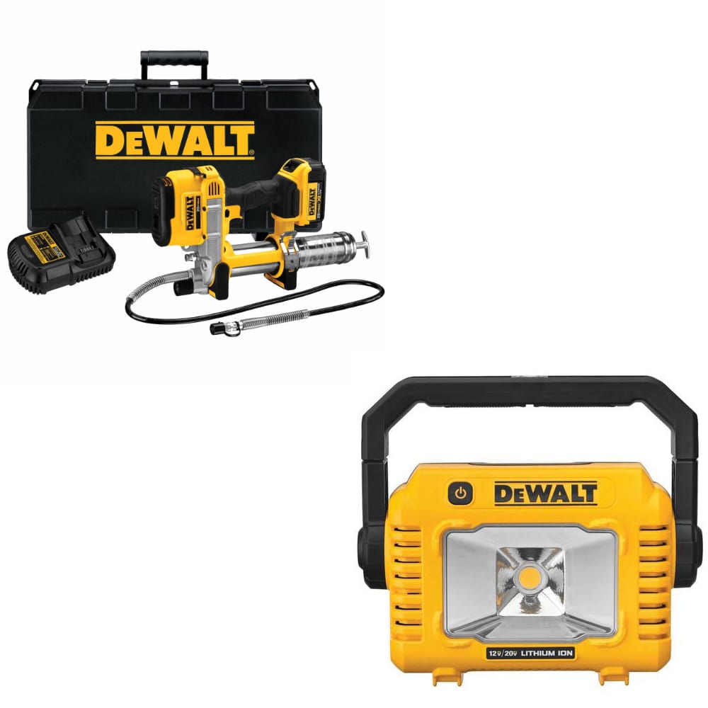 DeWalt DCGG571M1 20V MAX Grease Gun Kit W/ FREE DCL077B Cordless Task Light