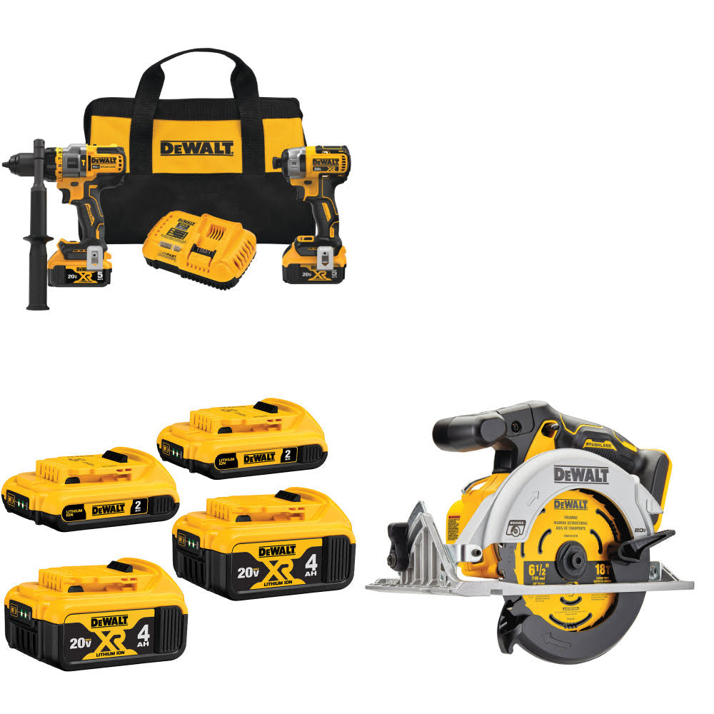 DeWalt DCK2100P2 20V 2-Tool Combo Kit W/ DCB324-4 Battery-4Pk & FREE Circ Saw