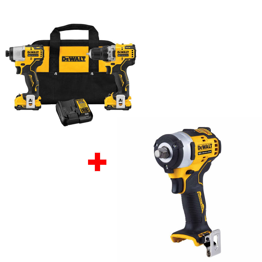 DeWalt DCK221F2 12V MAX 2-Tool Combo Kit w/ FREE DCF901B 12V MAX Impact Wrench