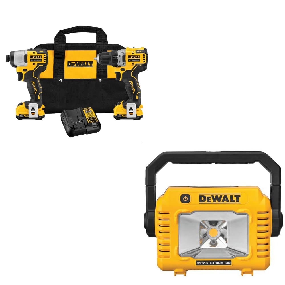 DeWalt DCK221F2 12V MAX 2-Tool Combo Kit w/ FREE DCL077B Cordless Task Light