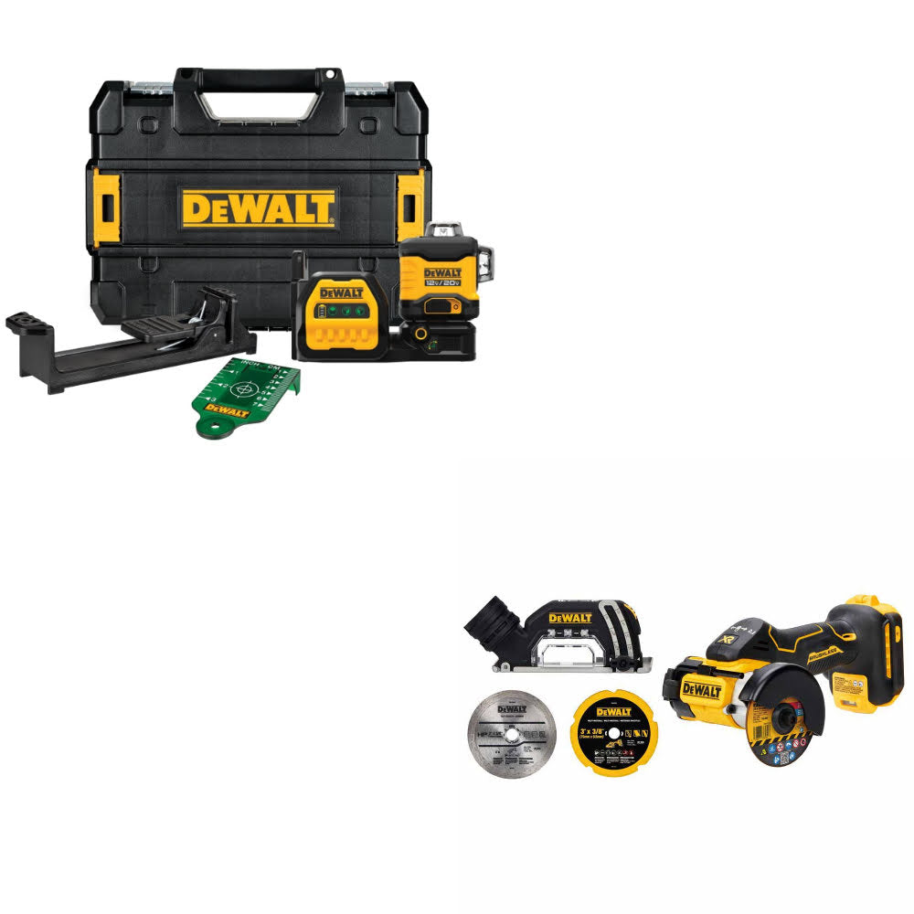 DEWALT DCLE34030G 20V/12V Laser Kit W/ FREE DCS438B 20V MAX XR 3" Cut-Off Tool