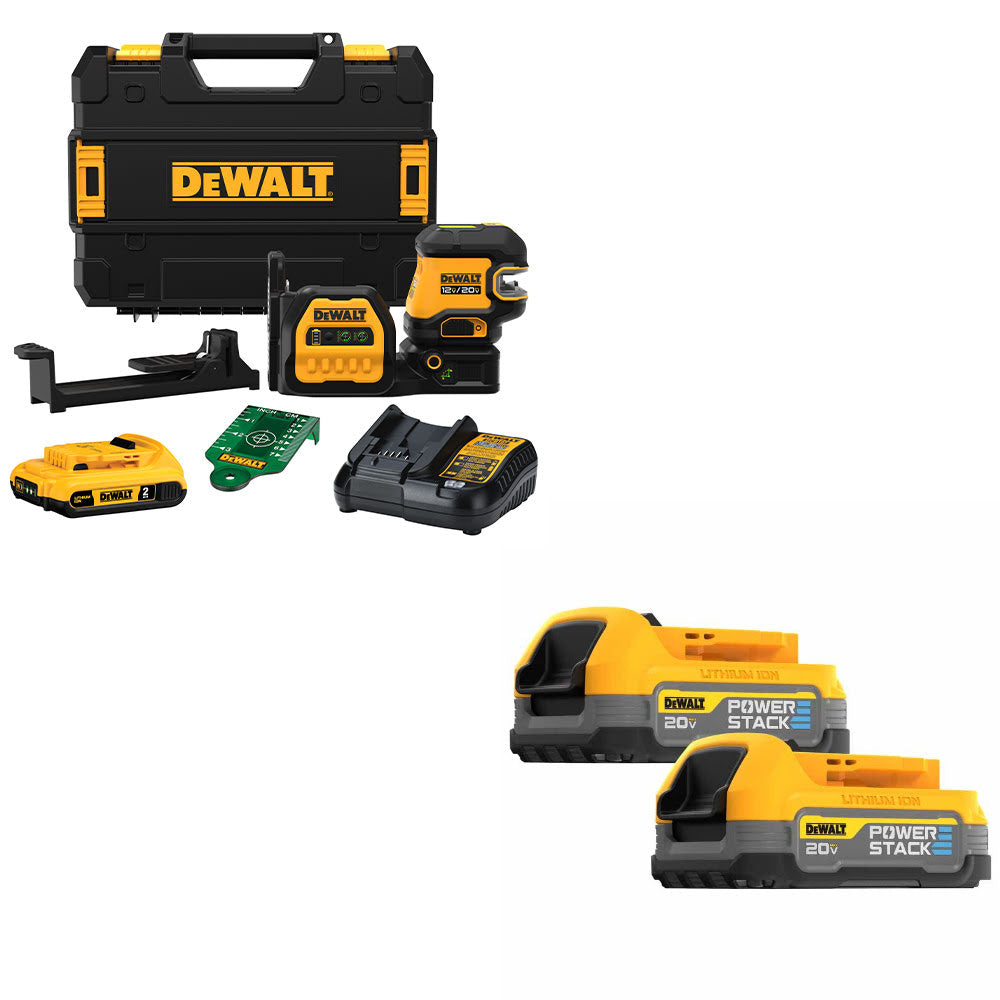 DeWalt DCLE34520G 20V Combo Laser Kit W/ FREE DCBP034-2 20V MAX Battery Two Pack