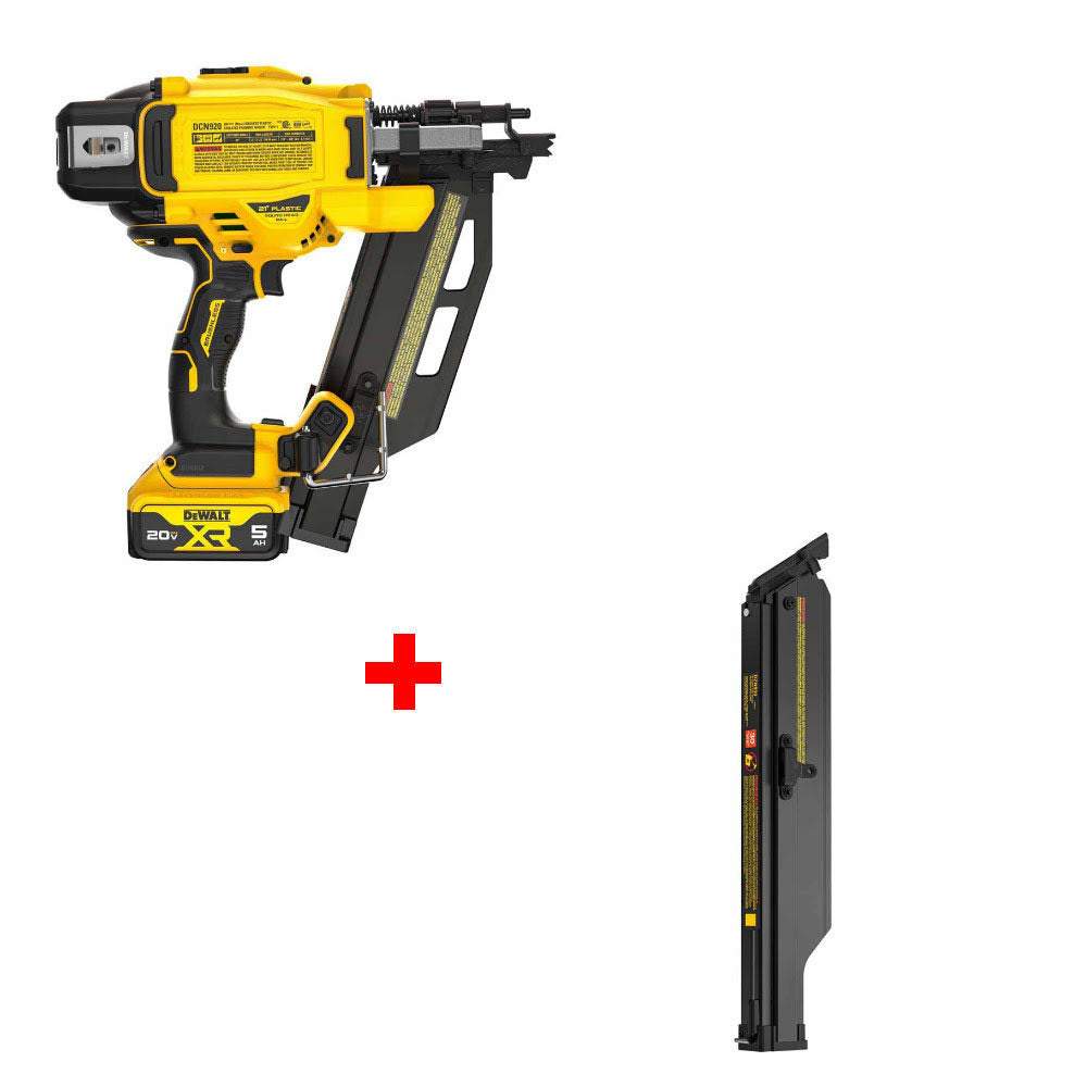 DeWalt DCN920P1 20V MAX XR 21° Nailer Kit W/ FREE DZN930 30° Extended Magazine