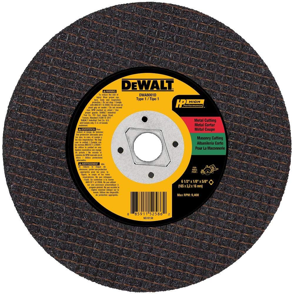 Dewalt DWA8001D 6-1/2 x 1/8 T1 Metal/Concrete Saw Blade