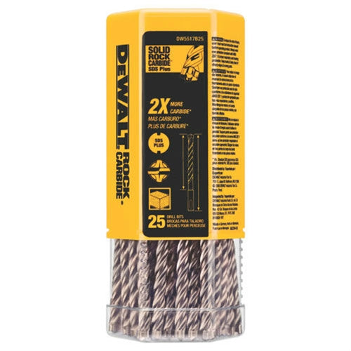 DeWalt DW5517B25 DeWalt 1/4" x 4" x 6" Solid Rock Carbide™ SDS+(Bulk-25), 4 Cutter