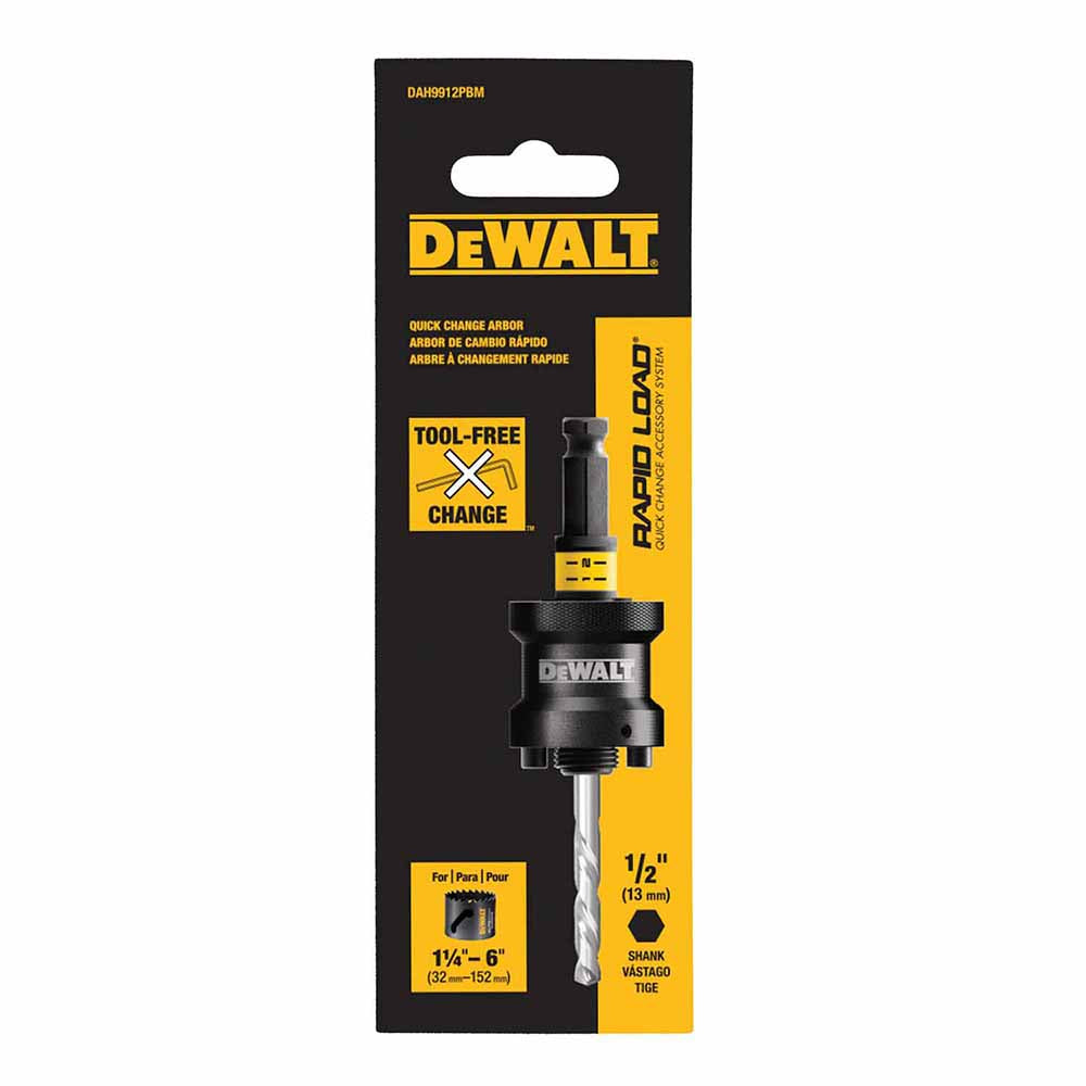 DeWalt DAH9912PBM Rapid Load 1-1/4" - 6" Quick Change Hole Saw Arbors - 2