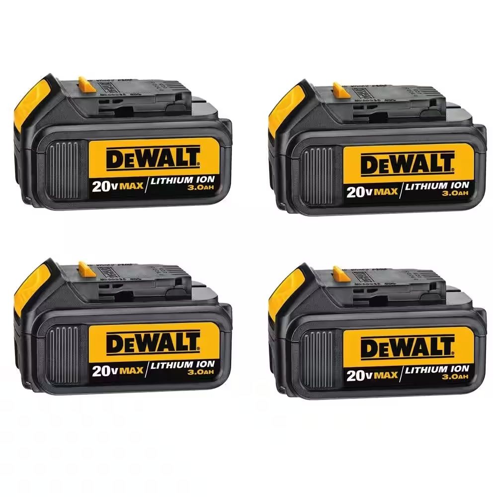 DeWalt DCB200-4 20-Volt MAX Lithium-Ion Premium Battery Pack 3.0 Ah (4-Pack)