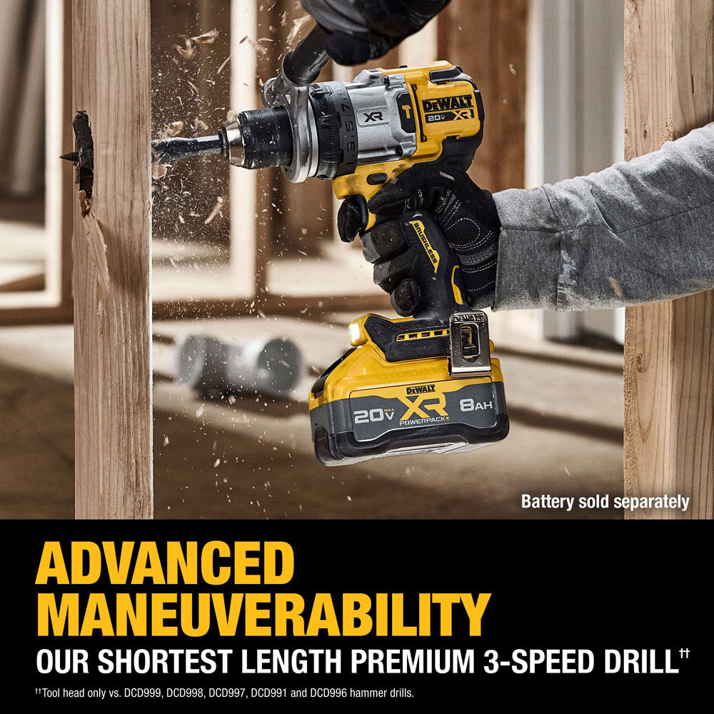 DeWalt DCD1007B 20V MAX XR Brushless Cordless 1/2 in. Hammer Drill (Tool Only) - 11