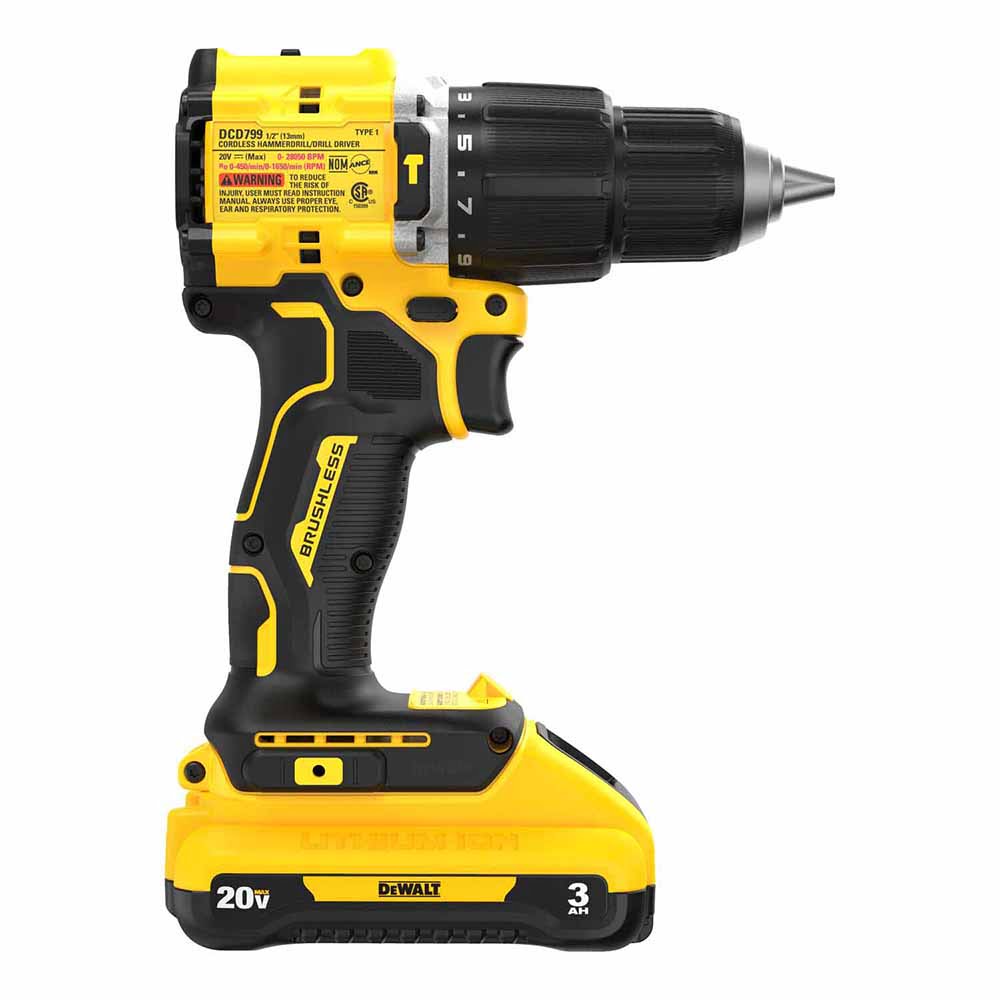 DeWalt DCD799L1 ATOMIC COMPACT SERIES 20V MAX Brushless Cordless 1/2 in. Hammer Drill Kit - 7