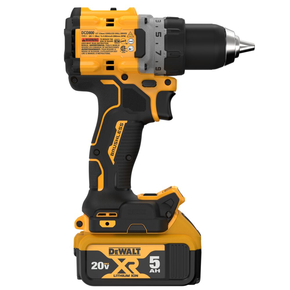 DeWalt DCD800P1 20V Max XR Brushless Cordless 1/2" Drill/Driver 5.0Ah Kit - 5