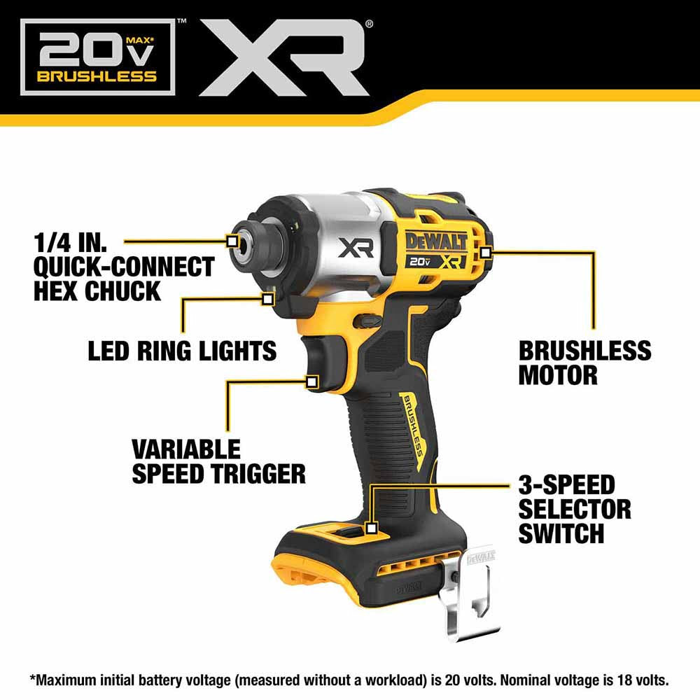 DeWalt DCF845D1E1 20V MAX XR 1/4 in. 3-Speed Impact Driver with DEWALT POWERSTACK Kit - 2