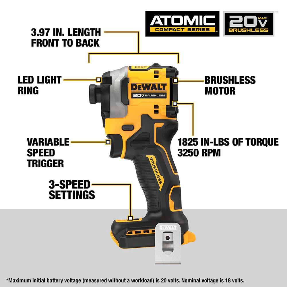 DeWalt DCK2050M2 20V Max Brushless Cordless XR 1/2 In. Hammer Drill/Driver And Atomic 1/4 In. Impact Driver Kit With 4.0Ah Batteries - 3