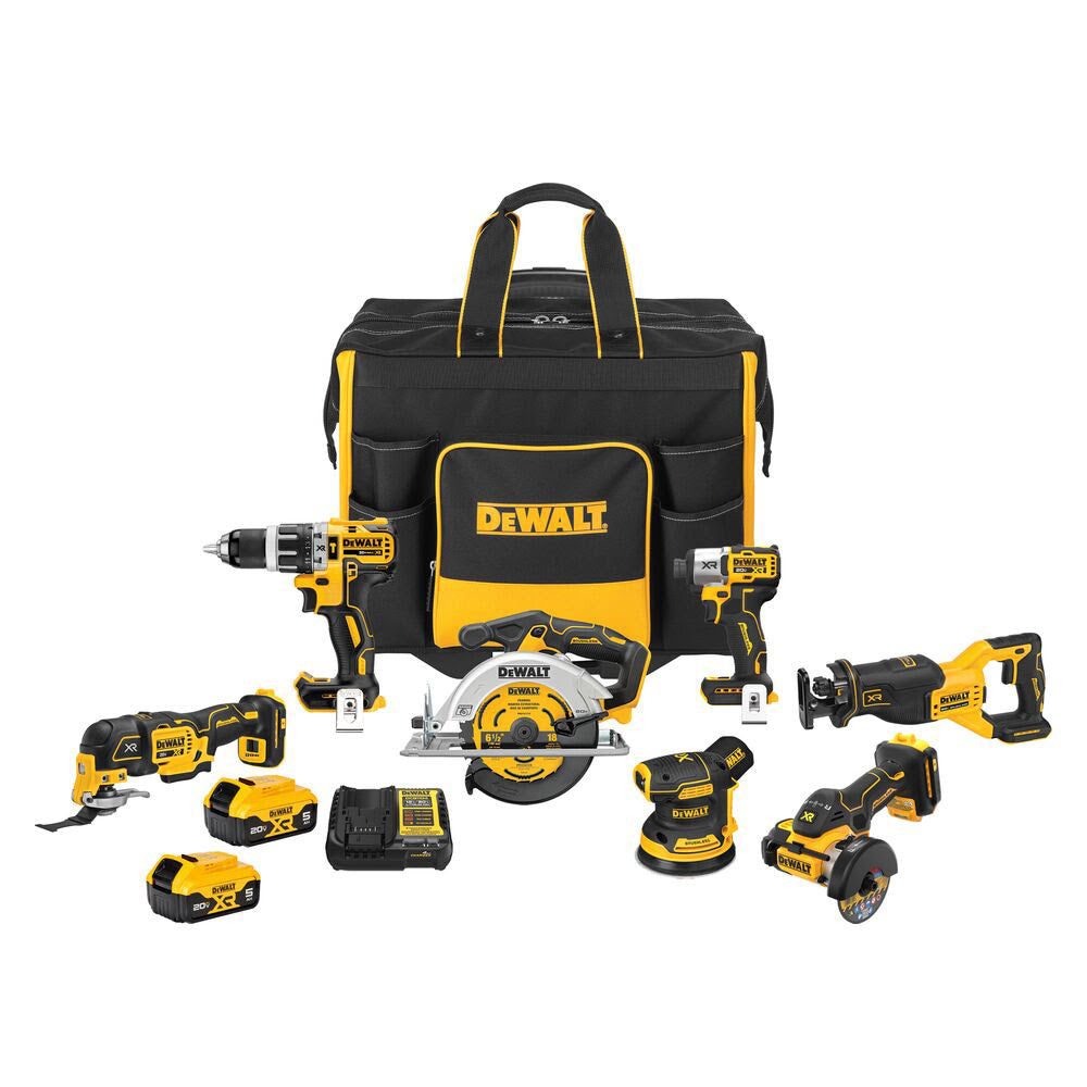 DeWalt DCKSS730P2 20V MAX XR Cordless 7-Tool Combo Kit With Rolling Contractor Bag