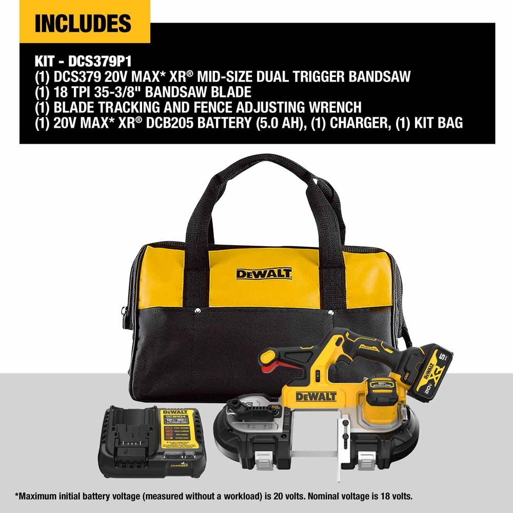 DeWalt DCS379P1 20V 3-1/4" Dual Switch Band Saw - 2