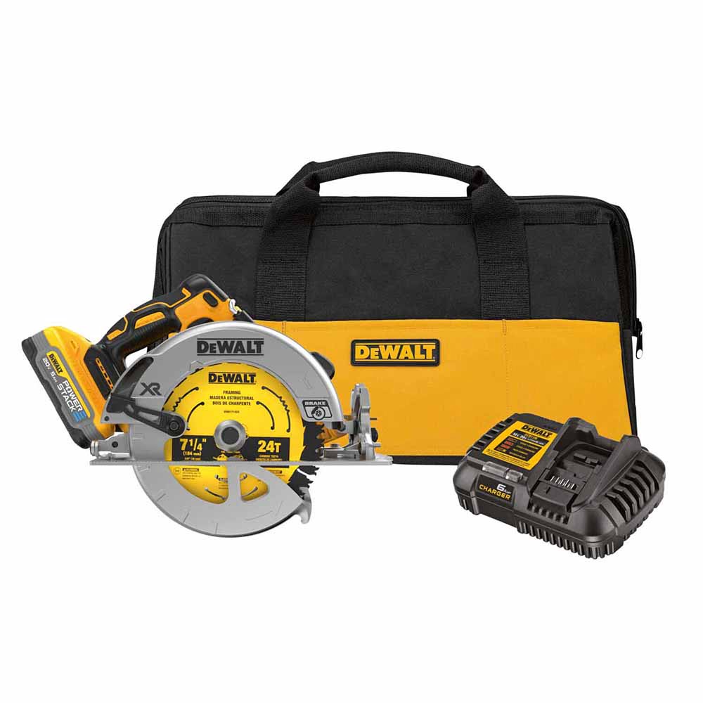 DeWalt DCS570H1 20V Max XR Brushless Cordless 7 1/4 In. Circular Saw Kit With Dewalt Powerstack 5.0Ah Battery