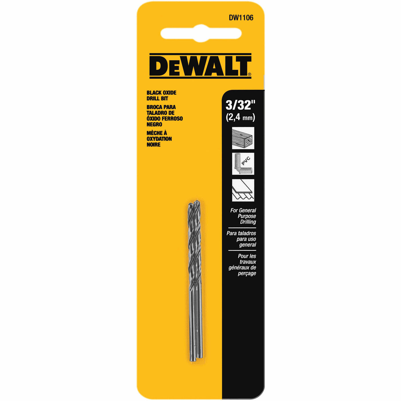 DeWalt DW1106 3/32" Black Oxide Split Point Drill Bit (2-Pack)