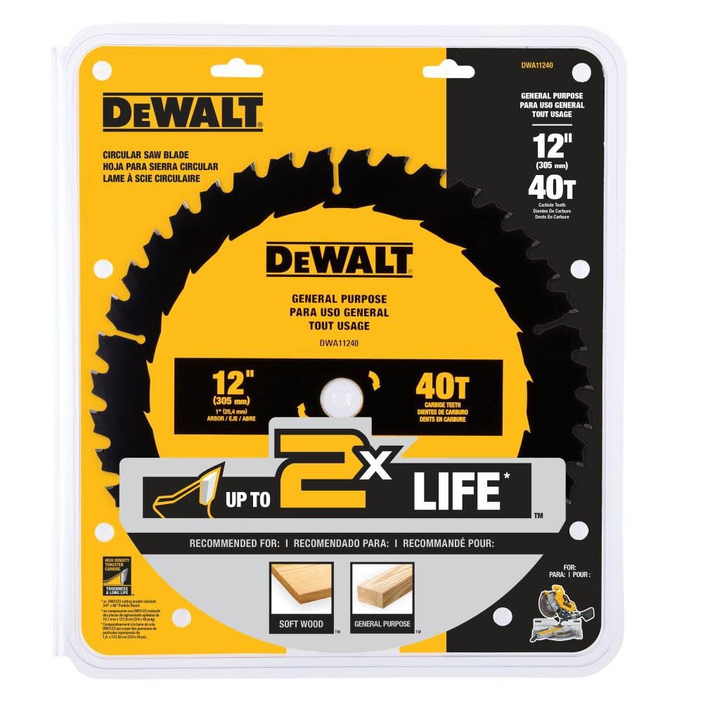 DeWalt DWA11240 12 in. 40T General Purpose Saw Blade - 2