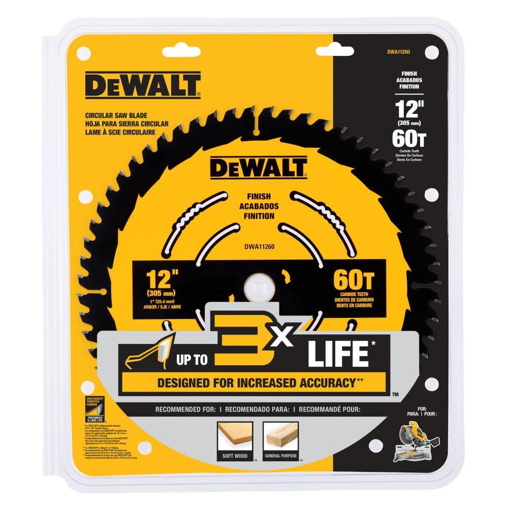 DeWalt DWA11260 12 in. 60T Finish Saw Blade - 2