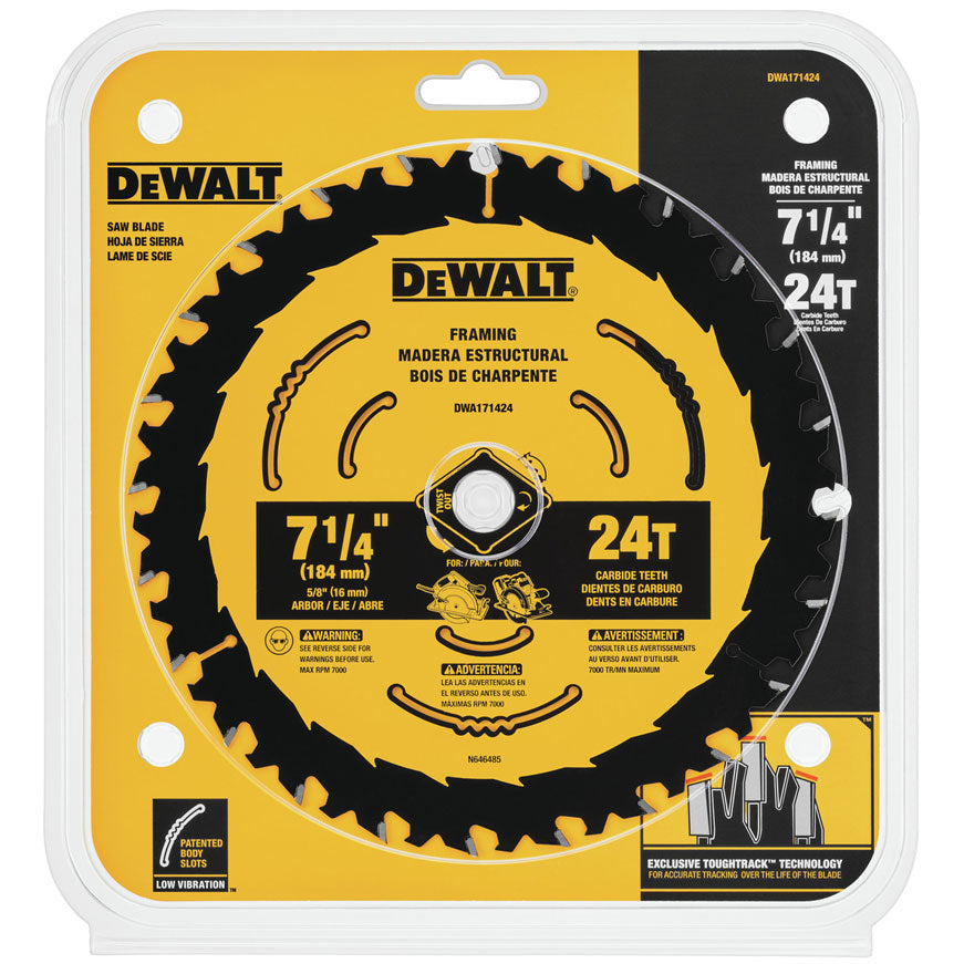 DeWalt DWA171424 7-1/4" 24T Small Diameter Circular Saw Blade Blister - 2