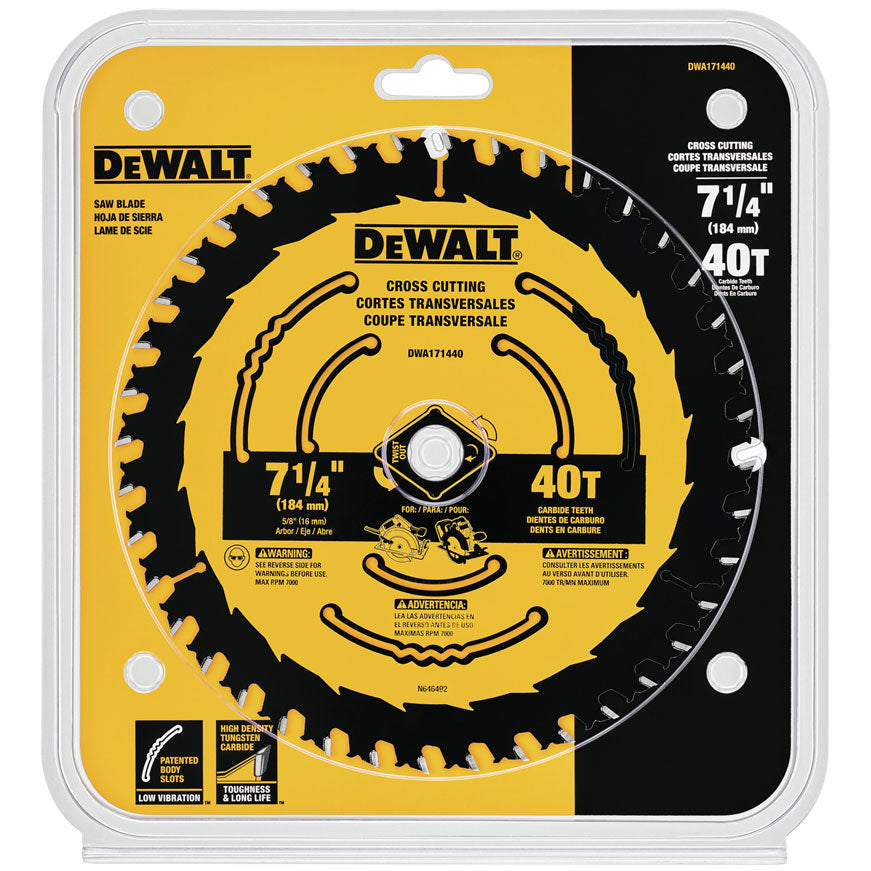 DeWalt DWA171440 7-1/4" 40T Small Diameter Circular Saw Blade Blister - 2