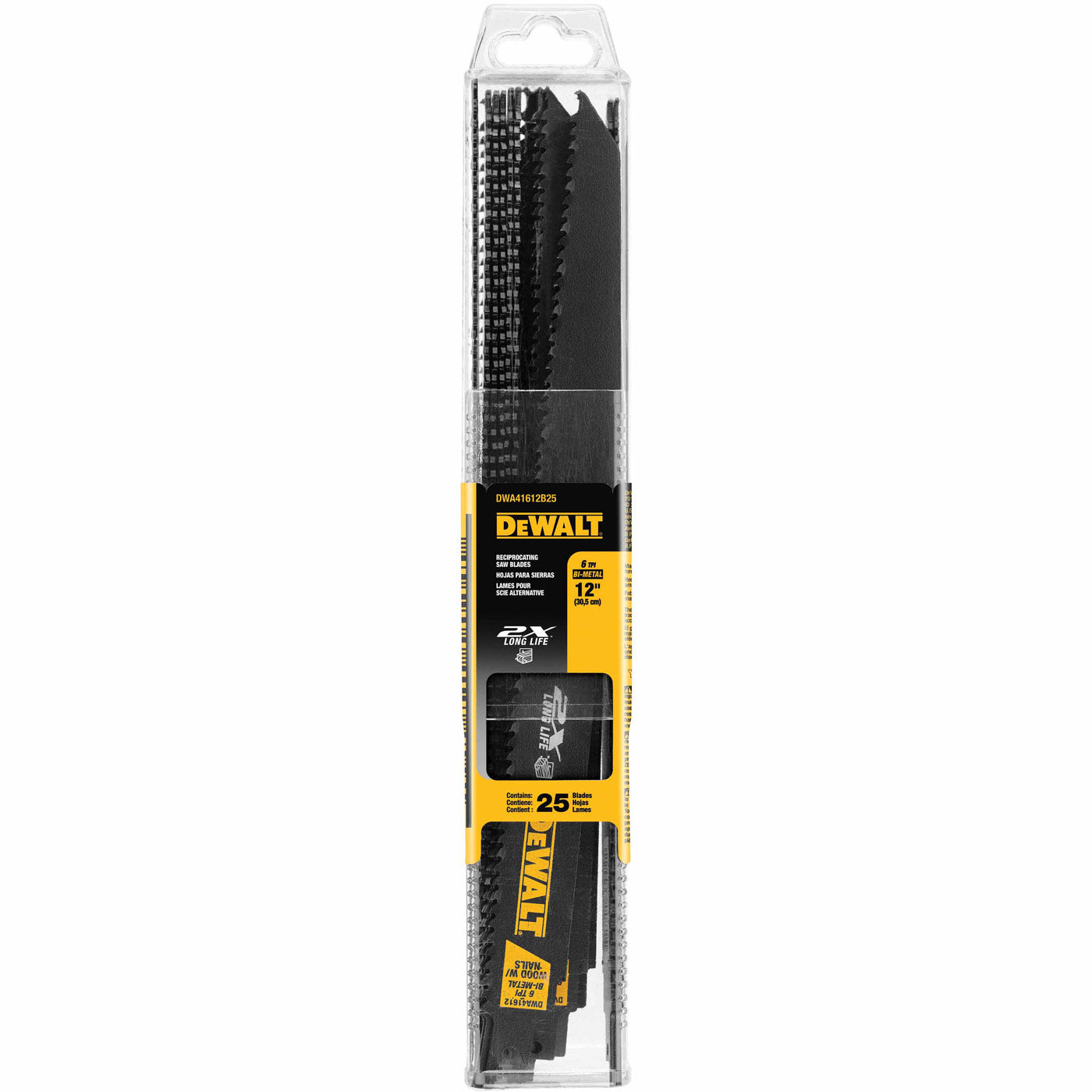 DeWalt DWA41612B25 12" 6TPI 2X Reciprocating Saw Blade 25 Pack