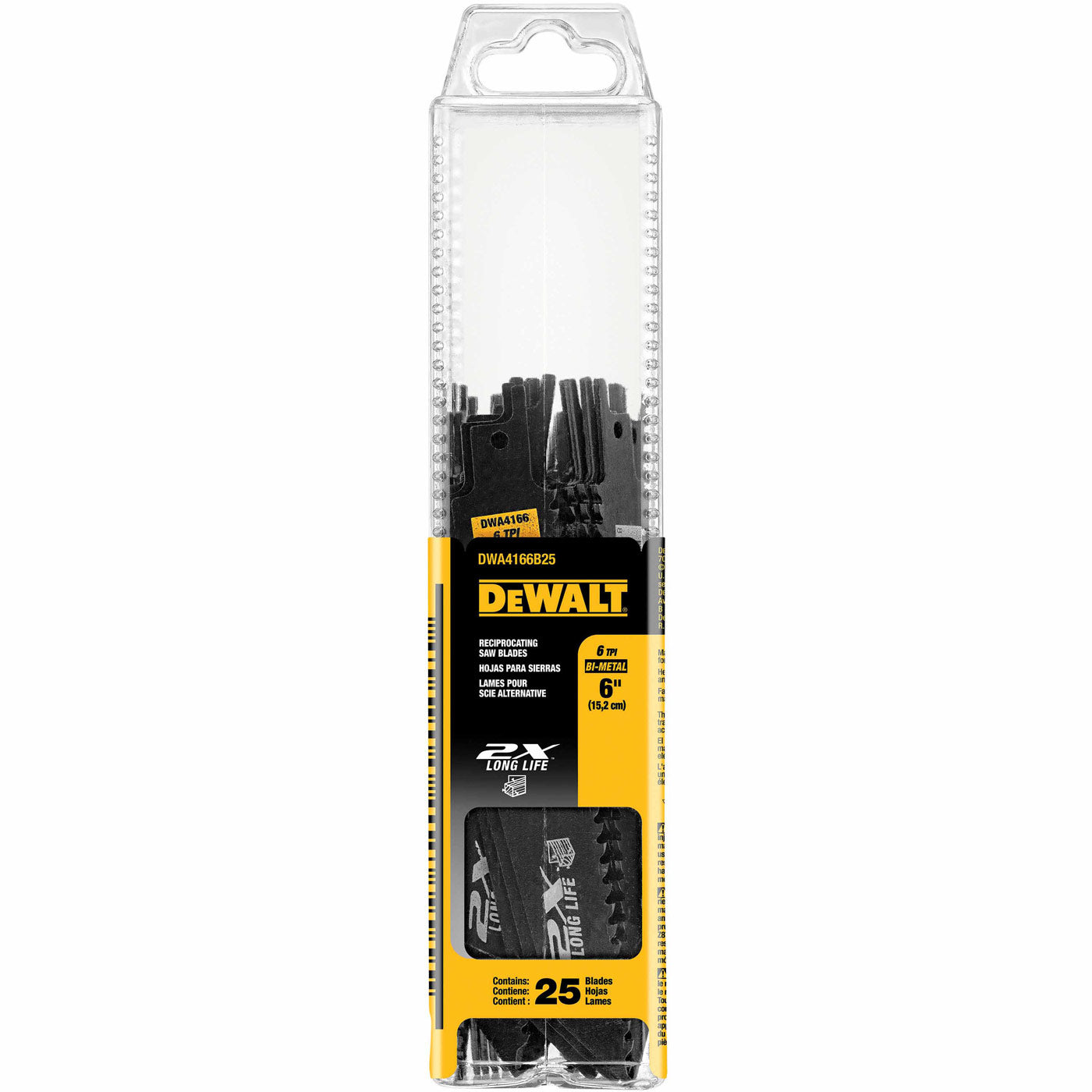 DeWalt DWA4166B25 6" 6TPI 2X Reciprocating Saw Blade 25 Pack