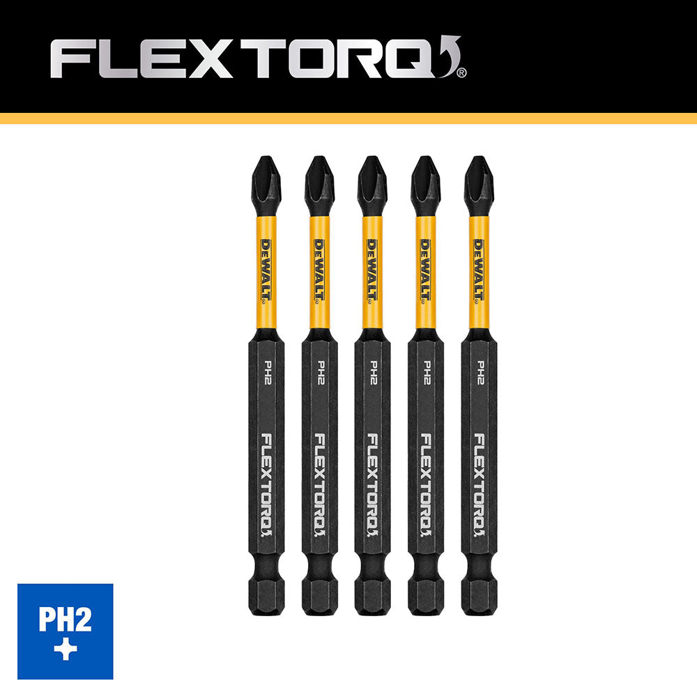 DeWalt DWAF3PH2IR5 PH2 FLEXTORQ  1/4 x 3-1/2in Impact Driver Bits, 5-Pack - 4