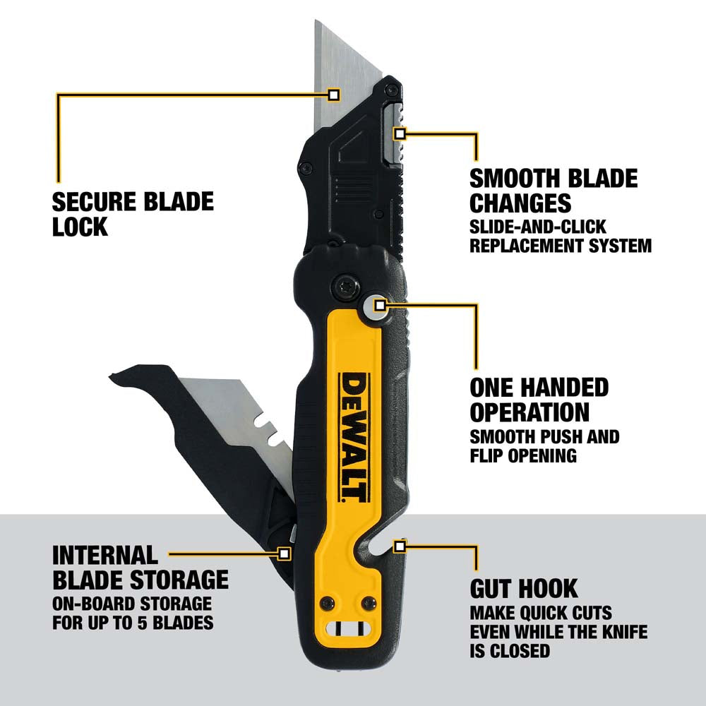 DeWalt DWHT10992 Push and Flip Folding Utility Knife with Storage - 2