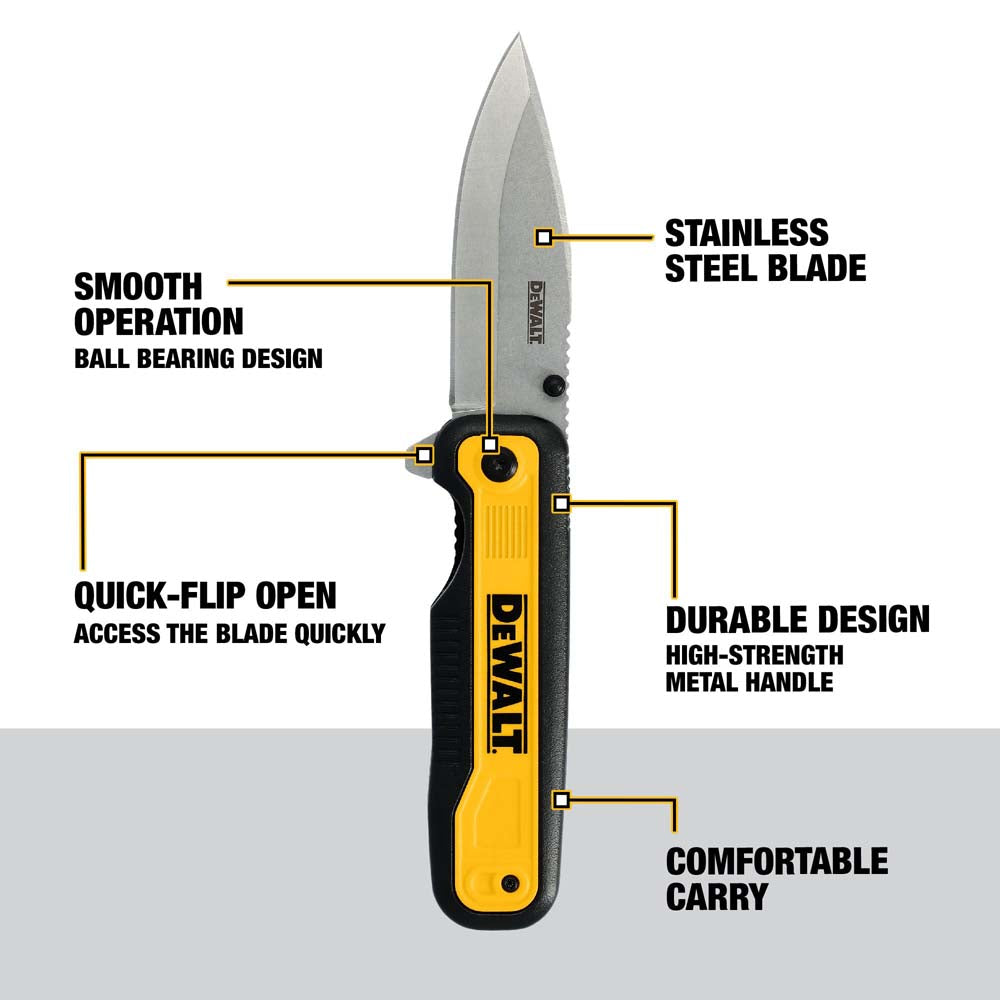 DeWalt DWHT10993 Drop Point Stainless Steel & Beveled Edge Blade Pocket Knife - 2